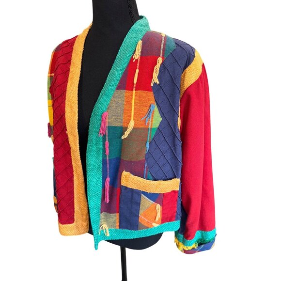 Vintage Yakmagik Patchwork Jacket S Handmade In Nepal 100% Cotton Silk Artsy - Picture 2 of 10